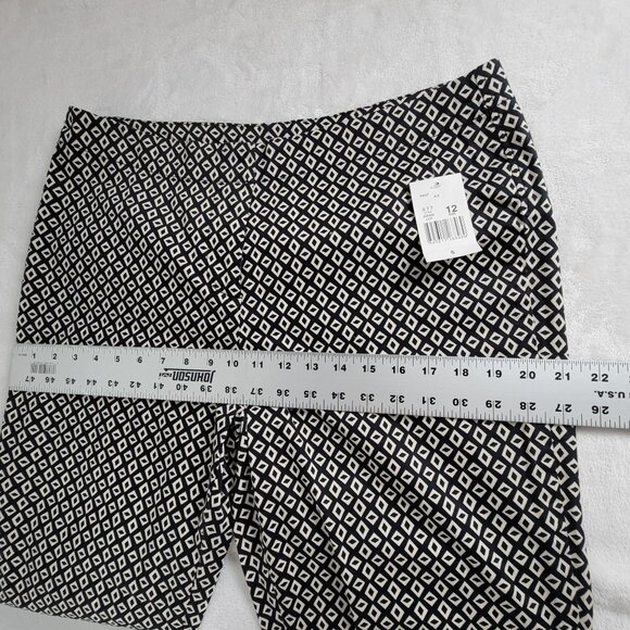 Cabi Womens Black White Geometric Print Ankle Pants Size 12 Stretch Stye 877 New - Picture 8 of 12